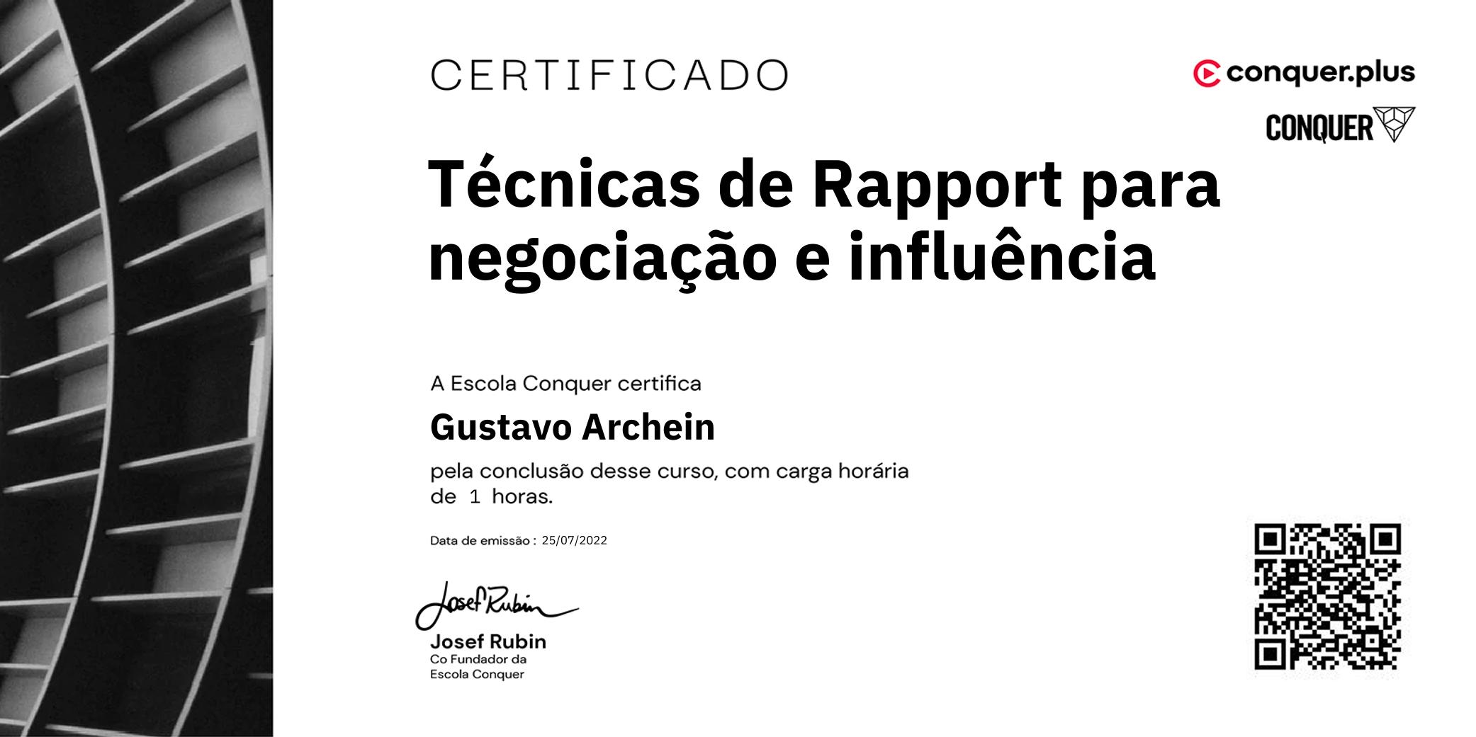 Certificado de Técnicas de Rapport para negociação e influência